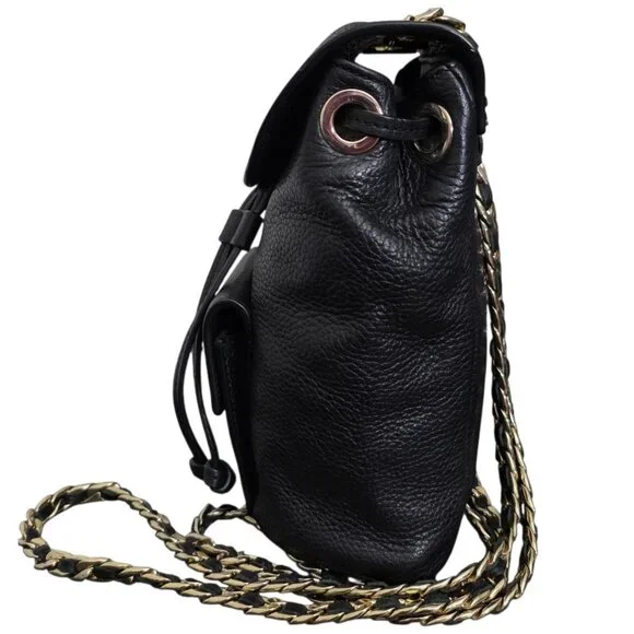 Dylan Kain Romy Backpack Black Leather‎ Gold Chain - Picture 6 of 12
